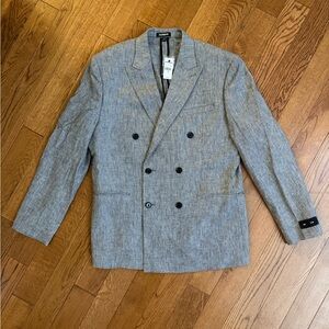 Express Men's Gray Double-Breasted Blazer